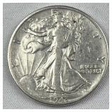 1943 Walking Liberty Silver Half Dollar, US 90%