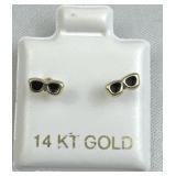 14K Yellow Gold Sunglasses Post Earrings