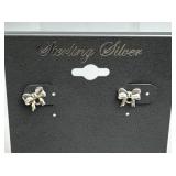 925 Silver Dainty Bow Post Earrings