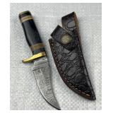 Damascus Steel Fixed Blade Knife w/ Sheath