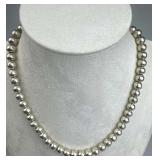 925 Silver Vtg.Heavy Ball Bead Toggle Chain Neckla