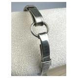 925 Silver Front Circle Hook & Eye Bangle Bracelet