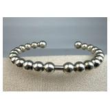 925 Silver Vintage Movable Ball Bead Cuff Brace;et