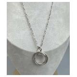 925 Silver 3-Ring Intertwined Circle Pendant Neckl