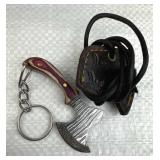 Damascus Steel Mini Axe Keychain w/ Sheath