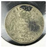 1954 Silver Australia 2 Shillings Florin Coin