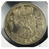 1957 Silver Netherlands 1 Gulden Coin
