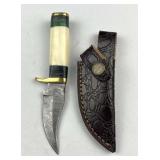 Damascus Steel Fixed Blade Knife w/ Sheath