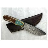 Damascus Steel Fixed Blade Knife w/ Sheath