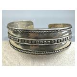 925 Silver Rope Bead Wide Cuff Bracelet