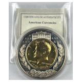 1976 Gold Inlay JFK Half w/ Mount Rushmore