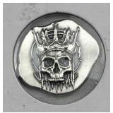 1/4 Silver Poured Skull/Crown Antiqued Finish 999