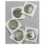 (5) 1965-69 JFK 40% Silver Halves, All Diff Date