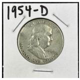1954-D Franklin Silver Half Dollar, US 90%