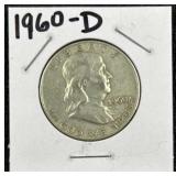 1960-D Franklin Silver Half Dollar, US 90%