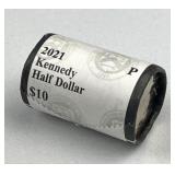 $10 Mint Roll 2021-P JFK Half Dollars, US BU