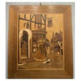 Vintage Wood Marquetry Germany Art