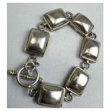 925 Silver Vtg  Domed Rectangular Link Toggle Brac