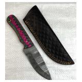Damascus Steel Fixed Blade Knife w/ Sheath