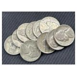 (10) 1942-45 Silver WWII Era War Nickels, 35%