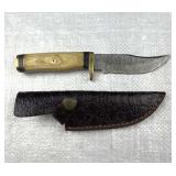 Damascus Steel Fixed Blade Knife w/ Sheath
