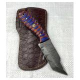 Damascus Steel Fixed Blade Knife w/ Sheath
