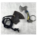 Damascus Steel Mini Keychain Axe w/ Sheath