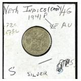 1941 Silver Netherlands East Indies 1/4 Gulden
