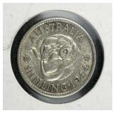 1944 Silver Australia 1 Shilling Coin