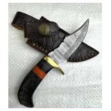 Damascus Steel Fixed Blade Knife w/ Sheath
