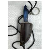 Damascus Steel Mini Keychain Knife w/ Sheath