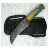 Damascus Steel Fixed Talon Blade Knife w/ Sheath