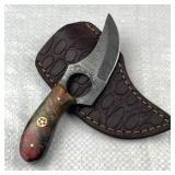 Damascus Steel Fixed Karambit Knife w/ Sheath