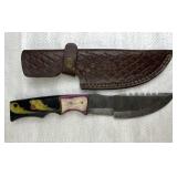 Handmade Steel Fixed Hunting Knife w/ Sheath