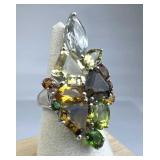 925 Silver Estate Vintage Multi-Gemstone Ring