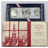 1976 US 3 Piece Bicentennial Silver Set