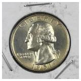 1951-D Washington Silver Quarter, US 90%