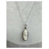 925 Silver Fine Link Chain With Shell Cameo Metal