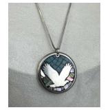 925 Silver Turquoise & Abalone Inlay Eagle Pendant