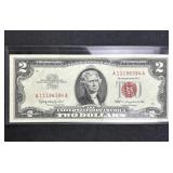 1963 US $2 Red Seal Bill, Crisp AU