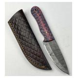 Damascus Steel Fixed Blade Knife w/ Sheath