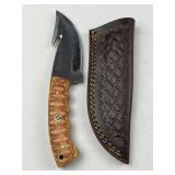 Handmade Steel Gut Hook Skinner Knife w/ Sheath