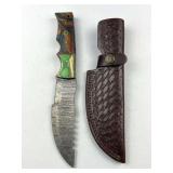 Damascus Steel Fixed Blade Knife w/ Sheath
