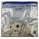 (25) 1920s Lincoln Wheat Cents, Carded