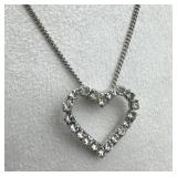 925 Silver Zirconia Outline Open Heart Pendant Nec