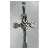 925 Silver Vintage Tulip Flower Cross Pendant