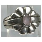 925 Silver Vintage Amethyst Split Flower Ring