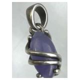 925 Silver Wrapped Petite Amethyst Pendant