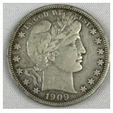 1909 Barber Silver Half, Details-Scratched