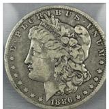1886-O Morgan Silver Dollar, US 90%, $1 Coin